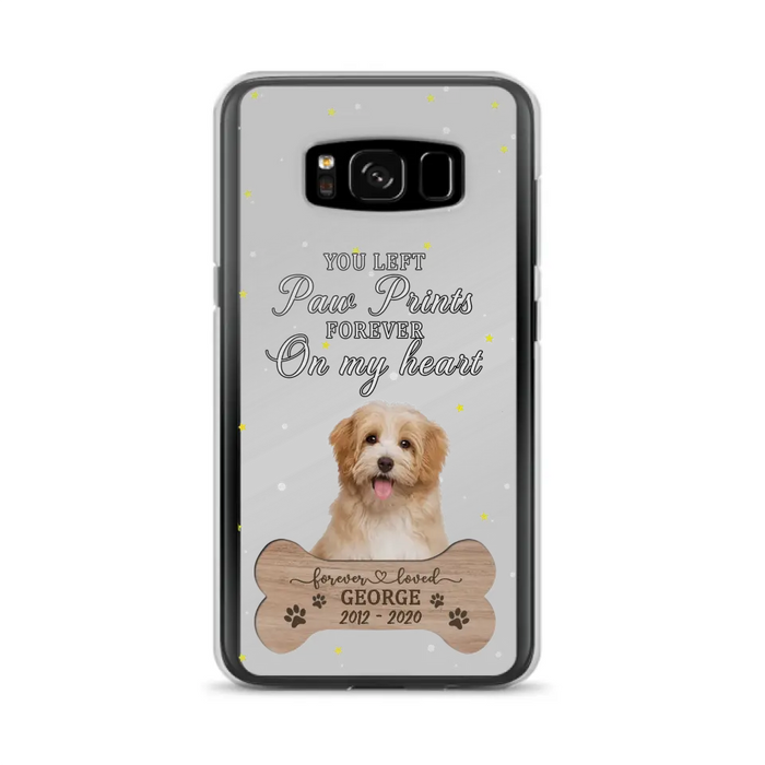 Custom Personalized Memorial Phone Case - Upload Photo - Memorial Gift Idea For Pet Lover - You Left Paw Prints Forever On My Heart