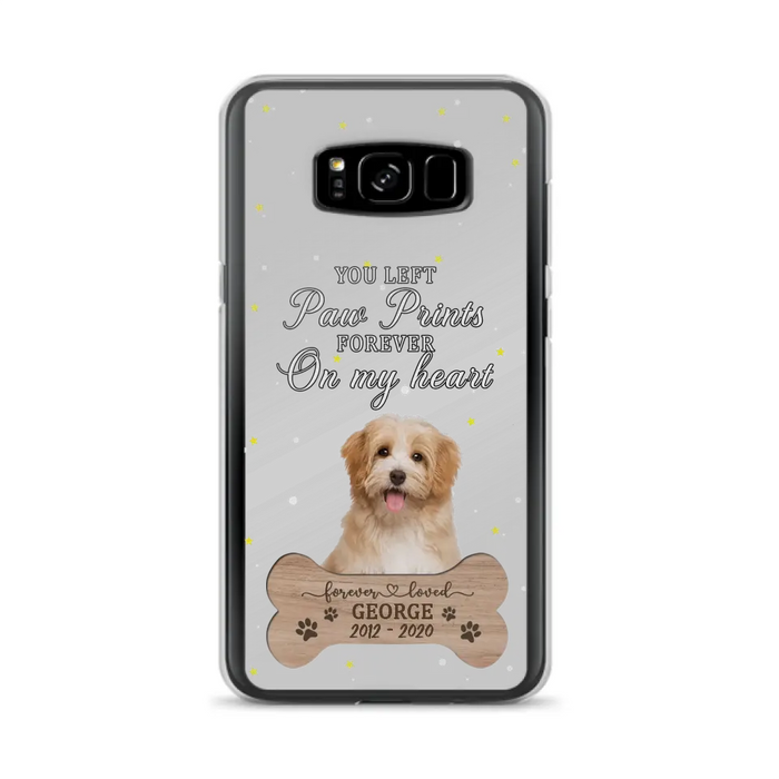 Custom Personalized Memorial Phone Case - Upload Photo - Memorial Gift Idea For Pet Lover - You Left Paw Prints Forever On My Heart