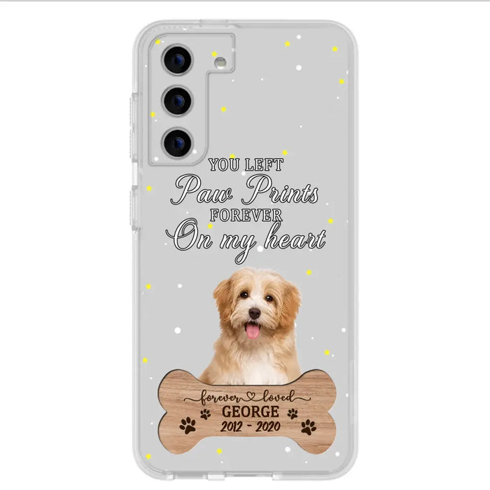 Custom Personalized Memorial Phone Case - Upload Photo - Memorial Gift Idea For Pet Lover - You Left Paw Prints Forever On My Heart