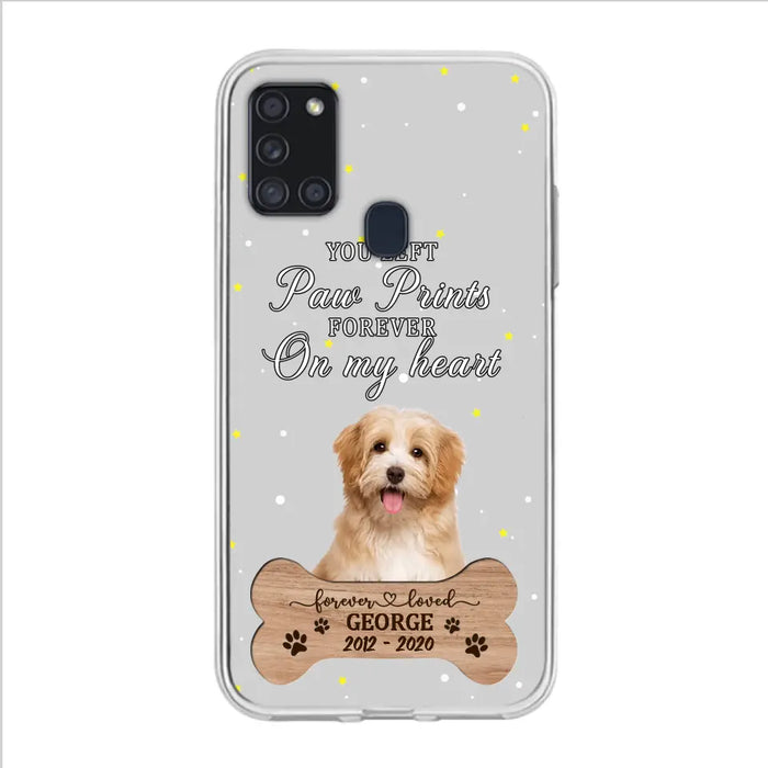 Custom Personalized Memorial Phone Case - Upload Photo - Memorial Gift Idea For Pet Lover - You Left Paw Prints Forever On My Heart