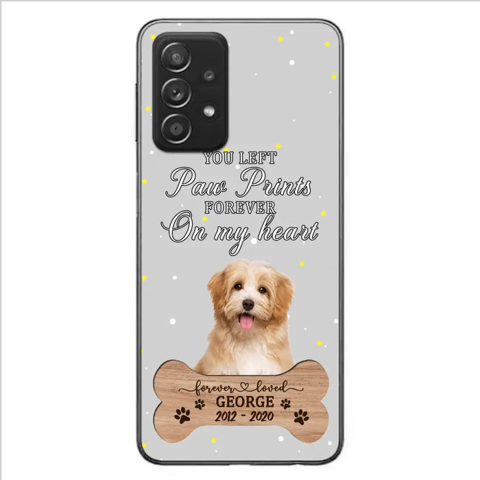 Custom Personalized Memorial Phone Case - Upload Photo - Memorial Gift Idea For Pet Lover - You Left Paw Prints Forever On My Heart