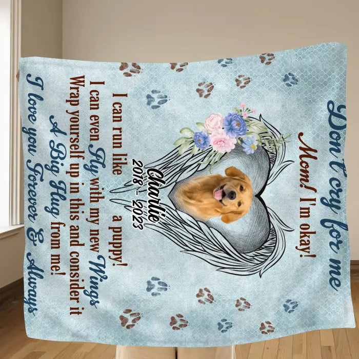 Custom Personalized Memorial Quilt/Single Layer Fleece Blanket - Upload Photo - Memorial Gift Idea For Pet Lovers - I Can Run Like A Puppy