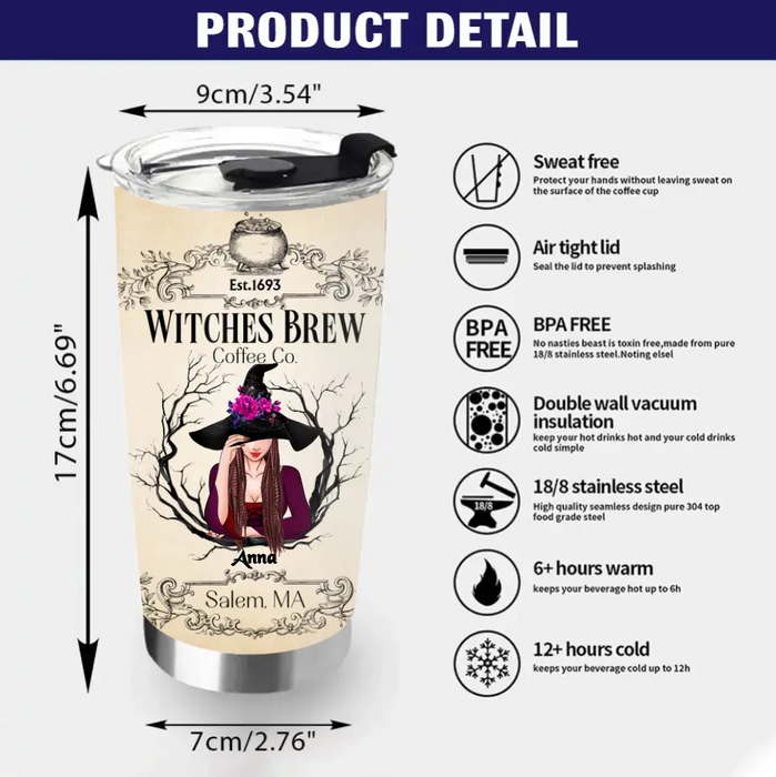 Custom Personalized Witch Tumbler - Gift Idea For Witch Lovers - Witches Brew Coffee