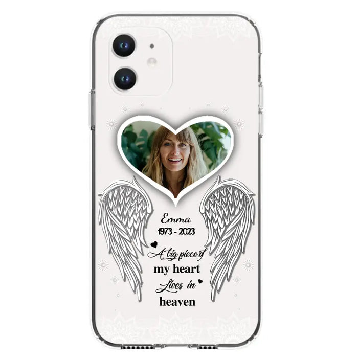 Custom Personalized Memorial Photo Phone Case -  Memorial Gift Idea For Family - A Big Piece Of My Heart Lives In Heaven - Case for iPhone/Samsung