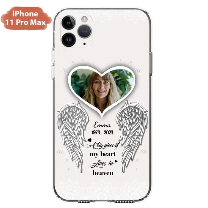 Custom Personalized Memorial Photo Phone Case -  Memorial Gift Idea For Family - A Big Piece Of My Heart Lives In Heaven - Case for iPhone/Samsung