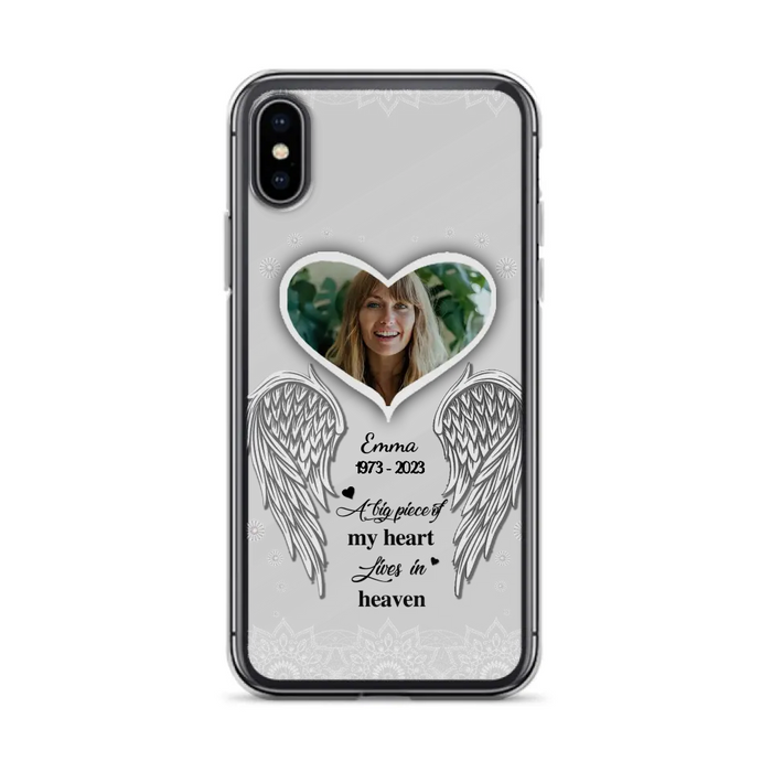 Custom Personalized Memorial Photo Phone Case -  Memorial Gift Idea For Family - A Big Piece Of My Heart Lives In Heaven - Case for iPhone/Samsung