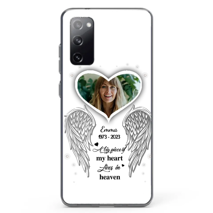 Custom Personalized Memorial Photo Phone Case -  Memorial Gift Idea For Family - A Big Piece Of My Heart Lives In Heaven - Case for iPhone/Samsung