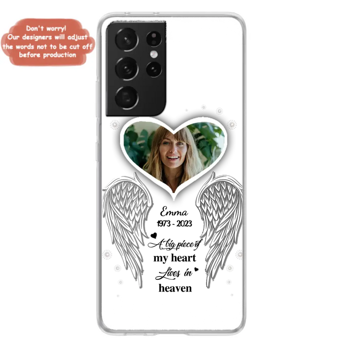 Custom Personalized Memorial Photo Phone Case -  Memorial Gift Idea For Family - A Big Piece Of My Heart Lives In Heaven - Case for iPhone/Samsung