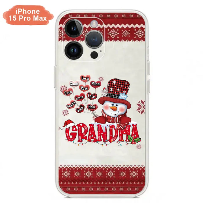 Personalized Snowman Grandma Phone Case - Christmas Gift Idea For Grandma - Up to 10 Kids - Case For iPhone/Samsung