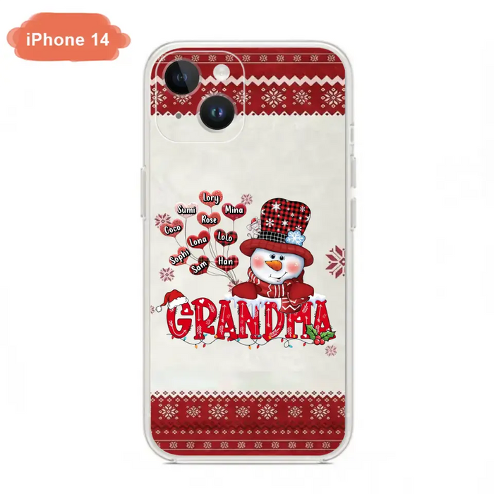 Personalized Snowman Grandma Phone Case - Christmas Gift Idea For Grandma - Up to 10 Kids - Case For iPhone/Samsung