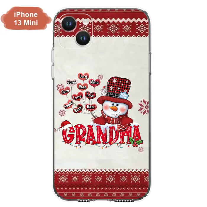 Personalized Snowman Grandma Phone Case - Christmas Gift Idea For Grandma - Up to 10 Kids - Case For iPhone/Samsung