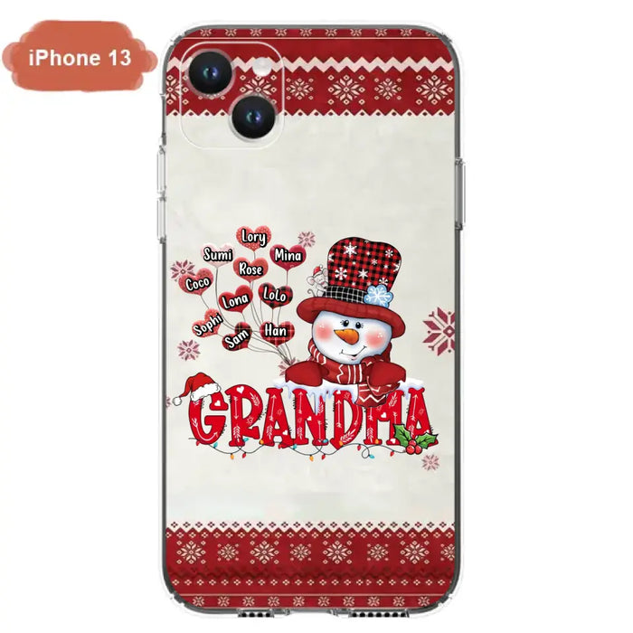 Personalized Snowman Grandma Phone Case - Christmas Gift Idea For Grandma - Up to 10 Kids - Case For iPhone/Samsung