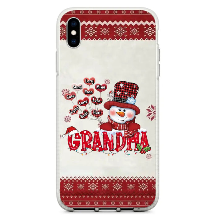 Personalized Snowman Grandma Phone Case - Christmas Gift Idea For Grandma - Up to 10 Kids - Case For iPhone/Samsung