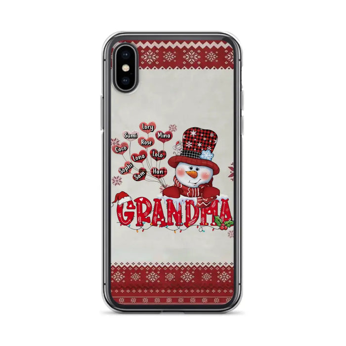 Personalized Snowman Grandma Phone Case - Christmas Gift Idea For Grandma - Up to 10 Kids - Case For iPhone/Samsung