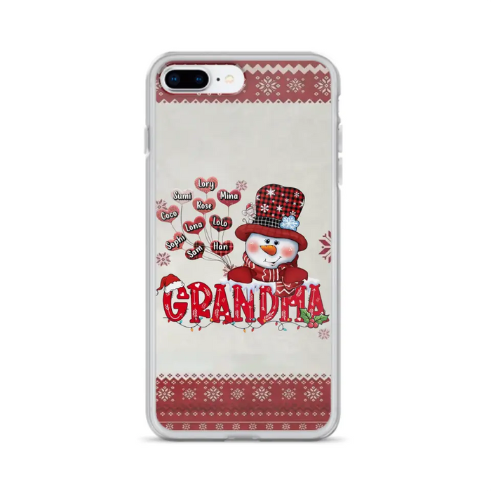 Personalized Snowman Grandma Phone Case - Christmas Gift Idea For Grandma - Up to 10 Kids - Case For iPhone/Samsung