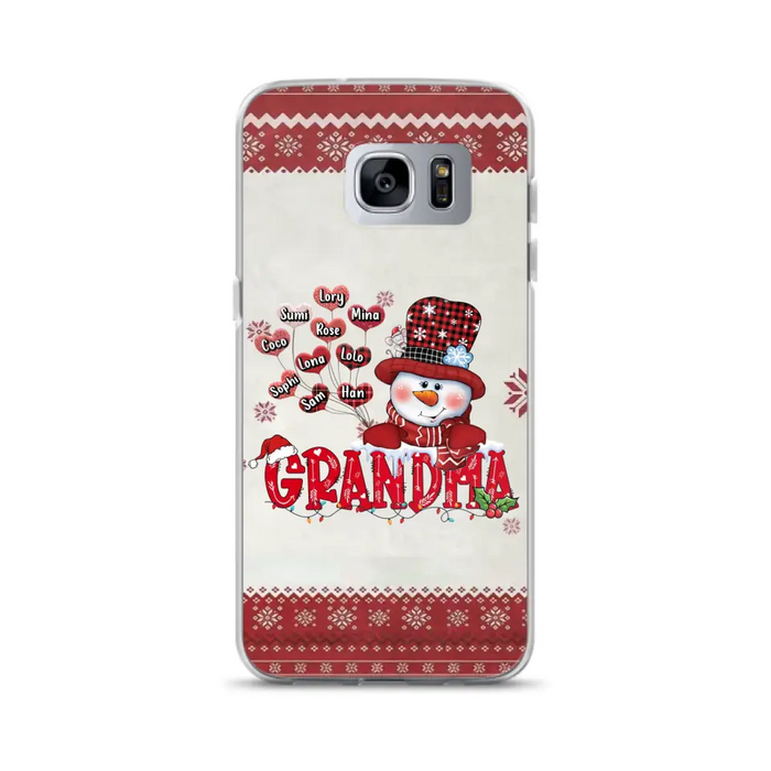 Personalized Snowman Grandma Phone Case - Christmas Gift Idea For Grandma - Up to 10 Kids - Case For iPhone/Samsung