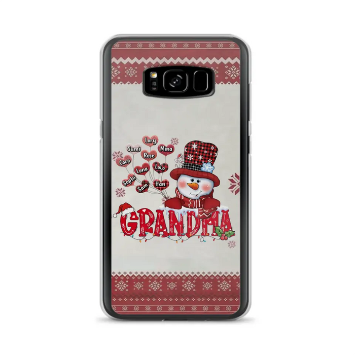 Personalized Snowman Grandma Phone Case - Christmas Gift Idea For Grandma - Up to 10 Kids - Case For iPhone/Samsung