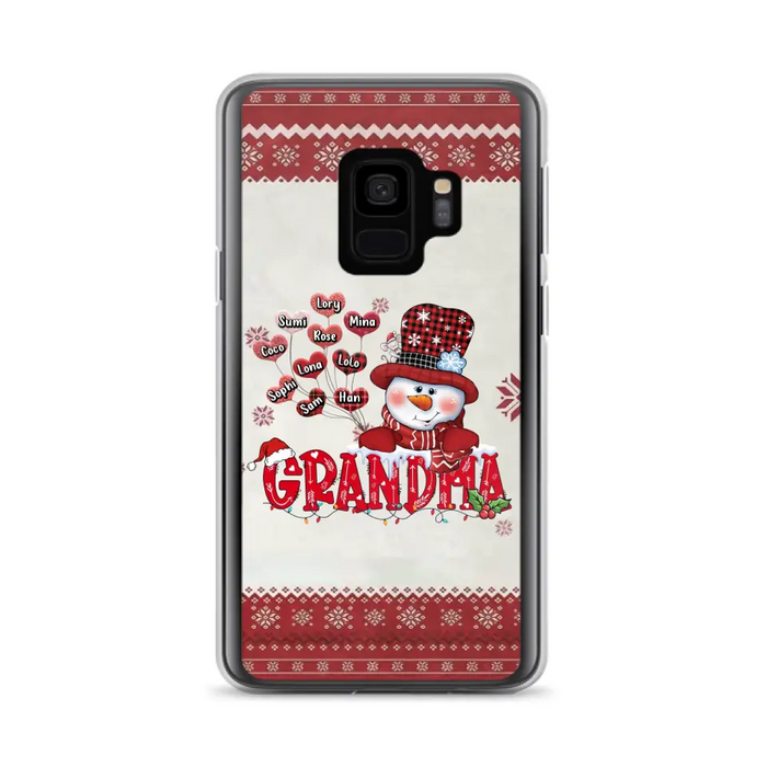 Personalized Snowman Grandma Phone Case - Christmas Gift Idea For Grandma - Up to 10 Kids - Case For iPhone/Samsung