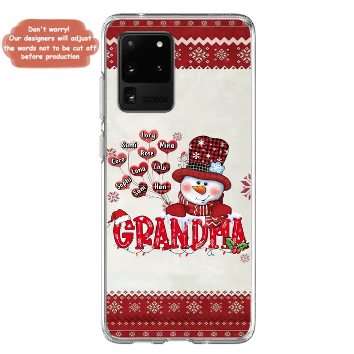 Personalized Snowman Grandma Phone Case - Christmas Gift Idea For Grandma - Up to 10 Kids - Case For iPhone/Samsung