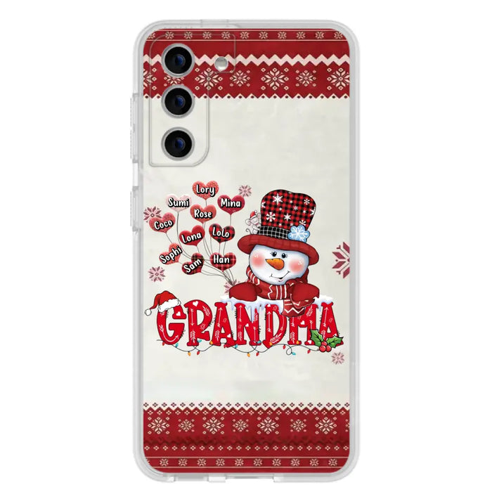 Personalized Snowman Grandma Phone Case - Christmas Gift Idea For Grandma - Up to 10 Kids - Case For iPhone/Samsung