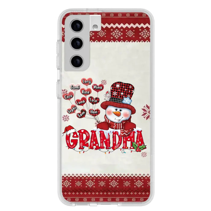 Personalized Snowman Grandma Phone Case - Christmas Gift Idea For Grandma - Up to 10 Kids - Case For iPhone/Samsung