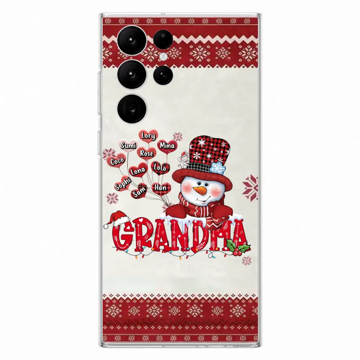 Personalized Snowman Grandma Phone Case - Christmas Gift Idea For Grandma - Up to 10 Kids - Case For iPhone/Samsung