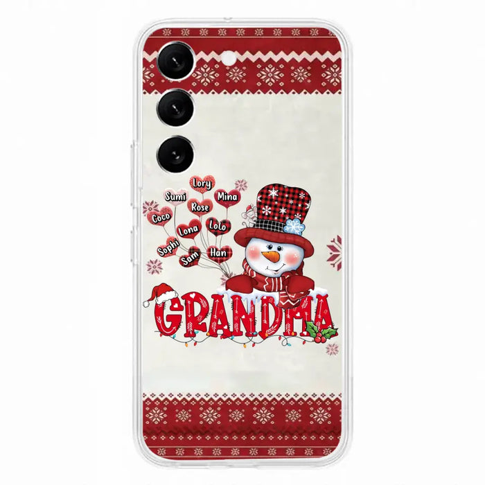 Personalized Snowman Grandma Phone Case - Christmas Gift Idea For Grandma - Up to 10 Kids - Case For iPhone/Samsung