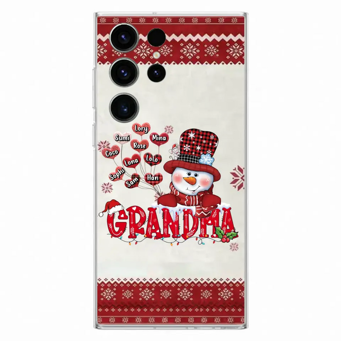 Personalized Snowman Grandma Phone Case - Christmas Gift Idea For Grandma - Up to 10 Kids - Case For iPhone/Samsung