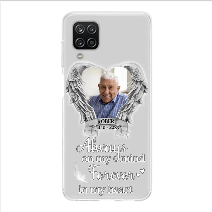 Custom Personalized Memorial Phone Case - Upload Photo - Memorial Gift Idea For Family Member - Always On My Mind Forever In My Heart