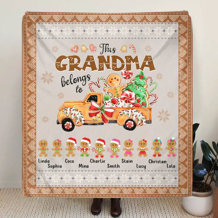 Personalized Grandma's Cookies Christmas Quilt/Single Layer Fleece Blanket - Gift Idea For Grandma/Mom - Up to 10 Kids - This Grandma Belongs To