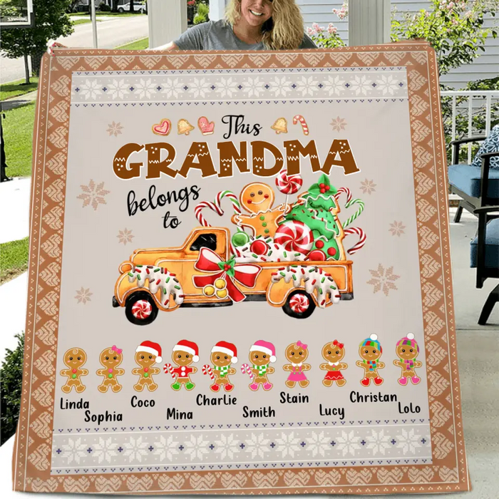 Personalized Grandma's Cookies Christmas Quilt/Single Layer Fleece Blanket - Gift Idea For Grandma/Mom - Up to 10 Kids - This Grandma Belongs To