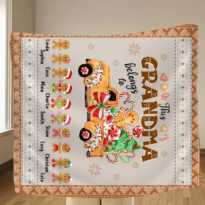 Personalized Grandma's Cookies Christmas Quilt/Single Layer Fleece Blanket - Gift Idea For Grandma/Mom - Up to 10 Kids - This Grandma Belongs To