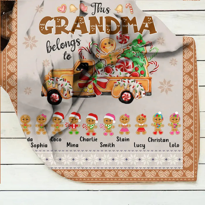 Personalized Grandma's Cookies Christmas Quilt/Single Layer Fleece Blanket - Gift Idea For Grandma/Mom - Up to 10 Kids - This Grandma Belongs To