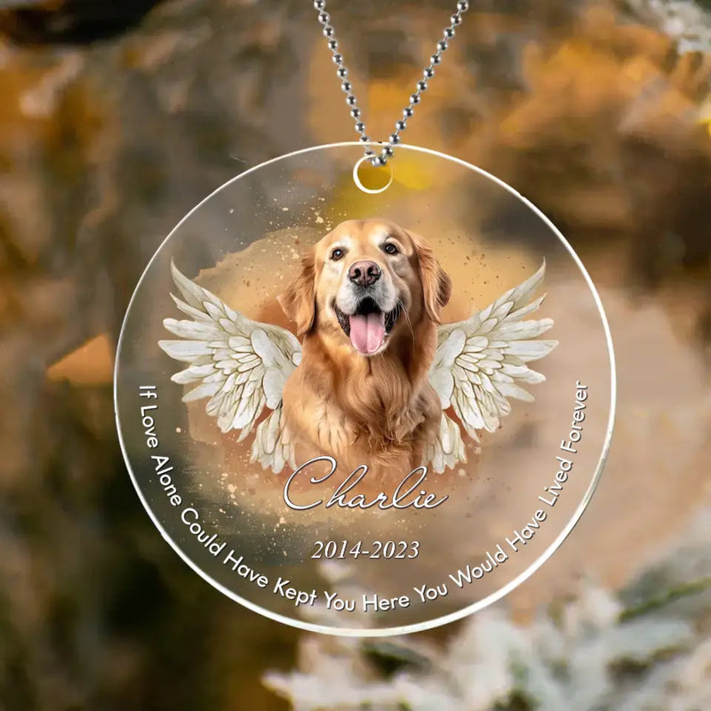 Personalized Memorial Pet Photo Acrylic Ornament - Christmas/Memorial Gift Idea for Pet Owners - If Love Alone Could Have Kept You Here You Would Have Lived Forever