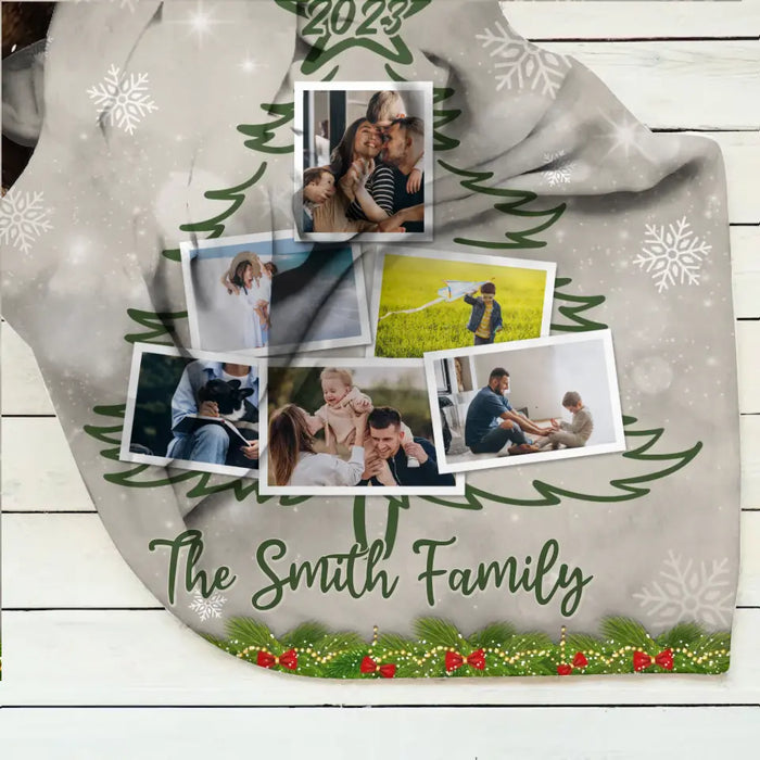 Custom Personalized Christmas Family Single Layer Fleece/Quilt Blanket - Upload Photos - Christmas Gift Idea For Family