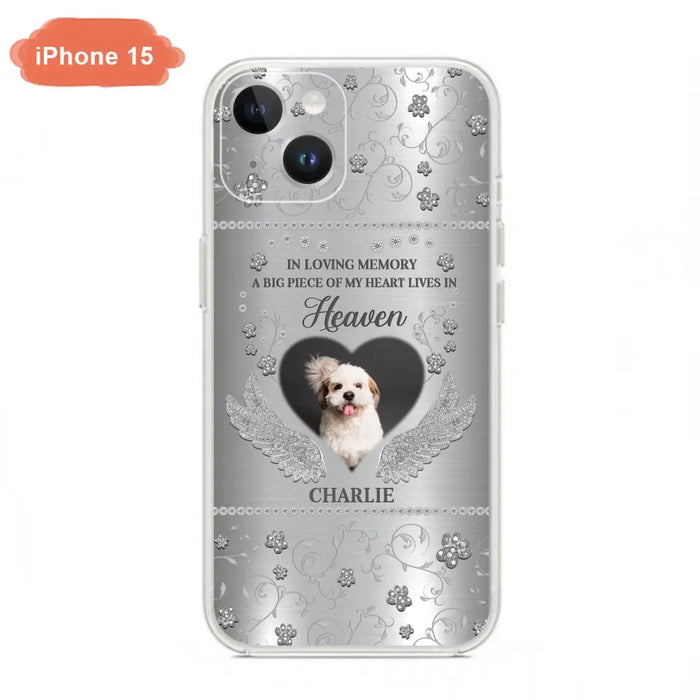 Personalized Memorial Phone Case - Upload Photo - Memorial Gift Idea For Pet Lover - A Big Piece Of My Heart Lives In Heaven - Case For iPhone/Samsung