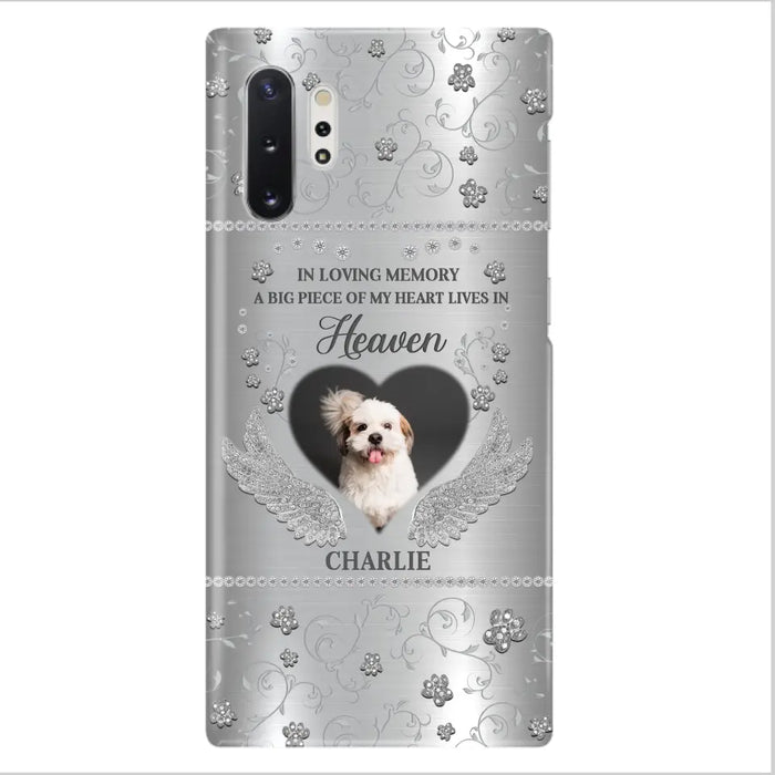 Personalized Memorial Phone Case - Upload Photo - Memorial Gift Idea For Pet Lover - A Big Piece Of My Heart Lives In Heaven - Case For iPhone/Samsung