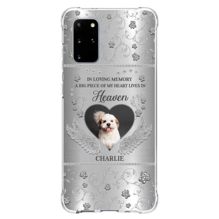 Personalized Memorial Phone Case - Upload Photo - Memorial Gift Idea For Pet Lover - A Big Piece Of My Heart Lives In Heaven - Case For iPhone/Samsung