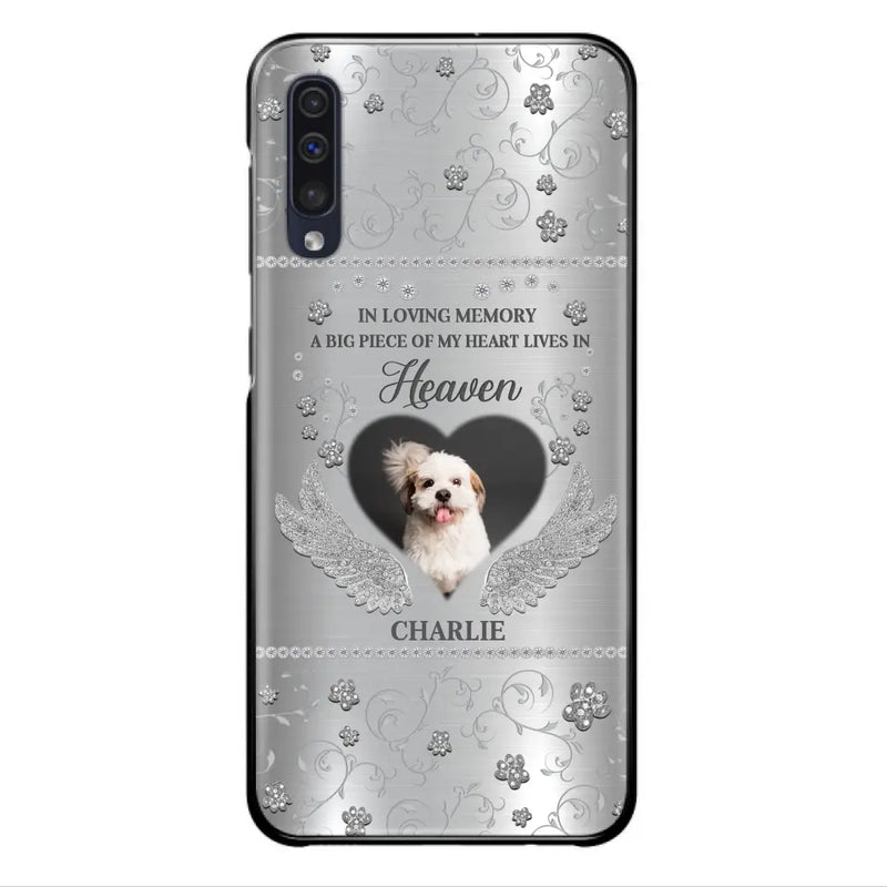 Personalized Memorial Phone Case - Upload Photo - Memorial Gift Idea For Pet Lover - A Big Piece Of My Heart Lives In Heaven - Case For iPhone/Samsung