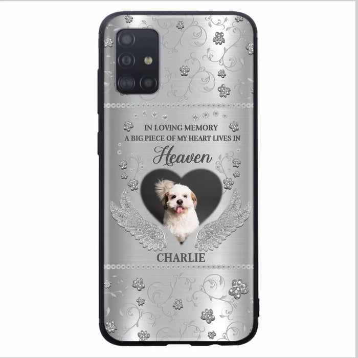 Personalized Memorial Phone Case - Upload Photo - Memorial Gift Idea For Pet Lover - A Big Piece Of My Heart Lives In Heaven - Case For iPhone/Samsung