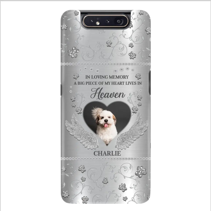 Personalized Memorial Phone Case - Upload Photo - Memorial Gift Idea For Pet Lover - A Big Piece Of My Heart Lives In Heaven - Case For iPhone/Samsung