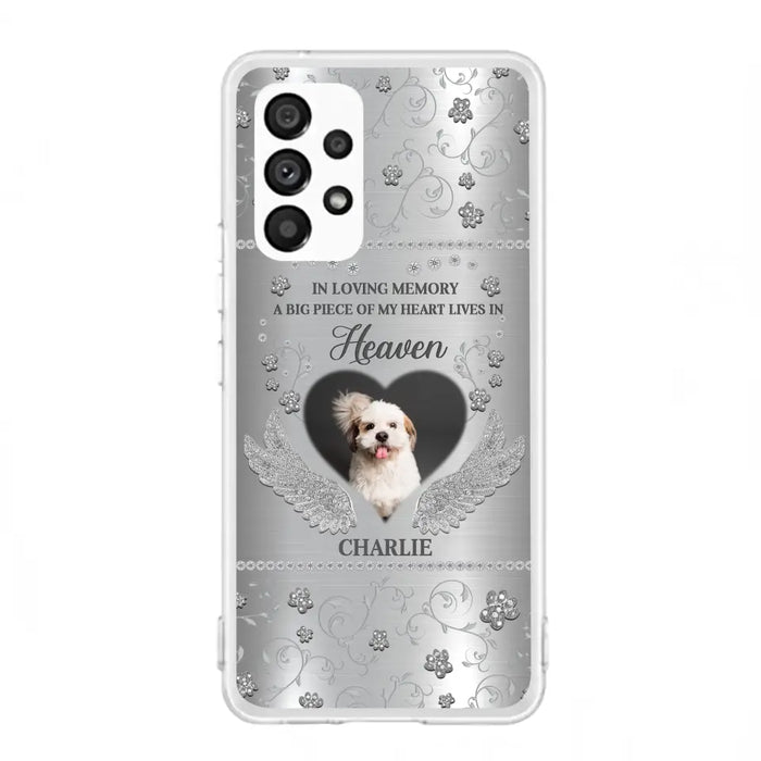 Personalized Memorial Phone Case - Upload Photo - Memorial Gift Idea For Pet Lover - A Big Piece Of My Heart Lives In Heaven - Case For iPhone/Samsung