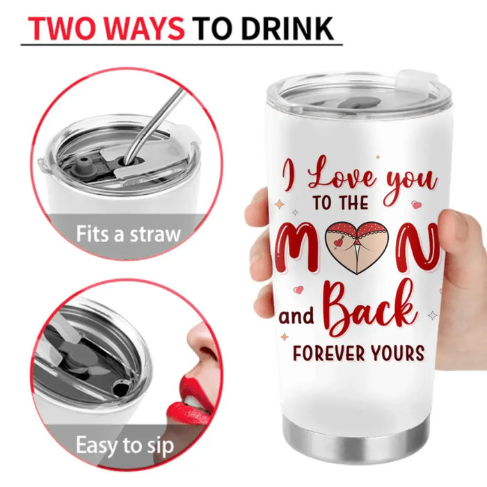 Personalized Couple Tumbler - Mother's Day Gift For Wife From Husband - I Love You To The Moon And Back