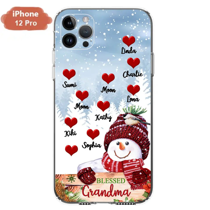 Personalized Snowman Grandma Phone Case - Christmas Gift Idea For Grandma - Up to 10 Kids - Case For iPhone/Samsung - Blessed Grandma