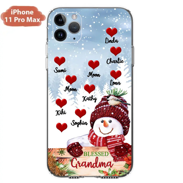 Personalized Snowman Grandma Phone Case - Christmas Gift Idea For Grandma - Up to 10 Kids - Case For iPhone/Samsung - Blessed Grandma