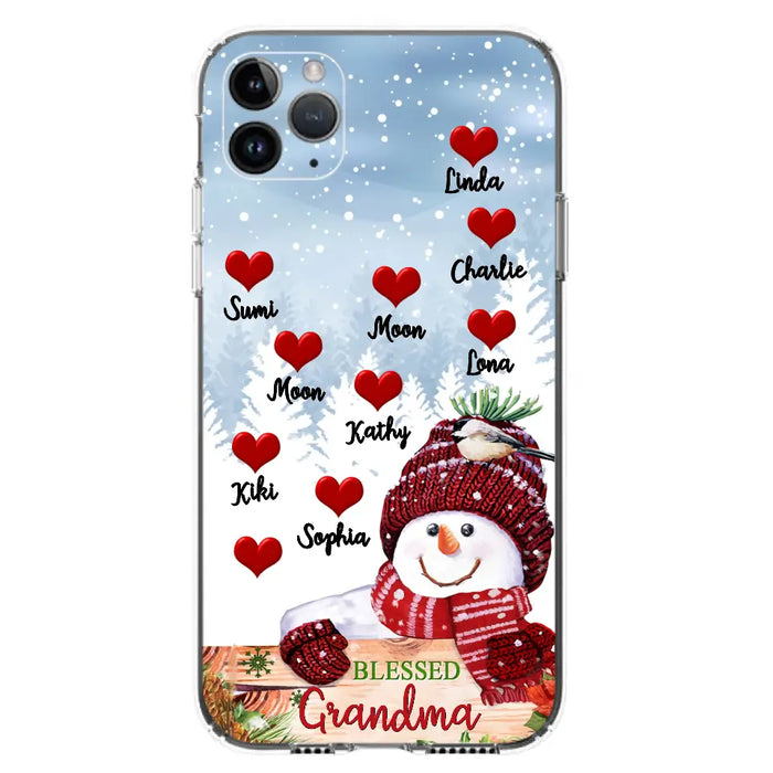 Personalized Snowman Grandma Phone Case - Christmas Gift Idea For Grandma - Up to 10 Kids - Case For iPhone/Samsung - Blessed Grandma