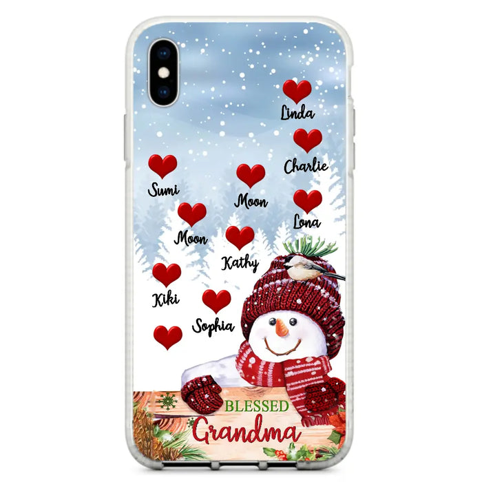 Personalized Snowman Grandma Phone Case - Christmas Gift Idea For Grandma - Up to 10 Kids - Case For iPhone/Samsung - Blessed Grandma