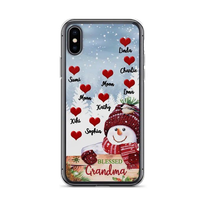 Personalized Snowman Grandma Phone Case - Christmas Gift Idea For Grandma - Up to 10 Kids - Case For iPhone/Samsung - Blessed Grandma