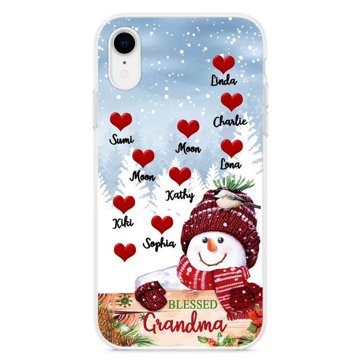 Personalized Snowman Grandma Phone Case - Christmas Gift Idea For Grandma - Up to 10 Kids - Case For iPhone/Samsung - Blessed Grandma