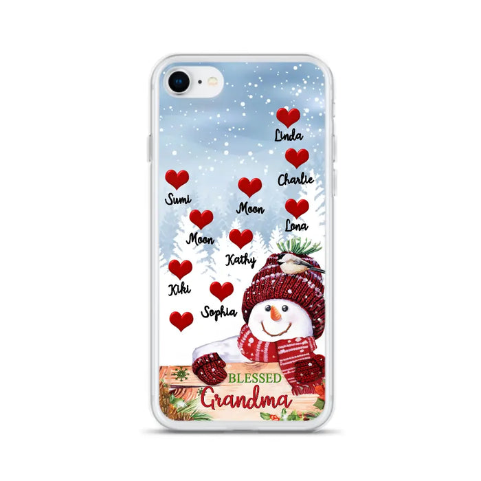 Personalized Snowman Grandma Phone Case - Christmas Gift Idea For Grandma - Up to 10 Kids - Case For iPhone/Samsung - Blessed Grandma